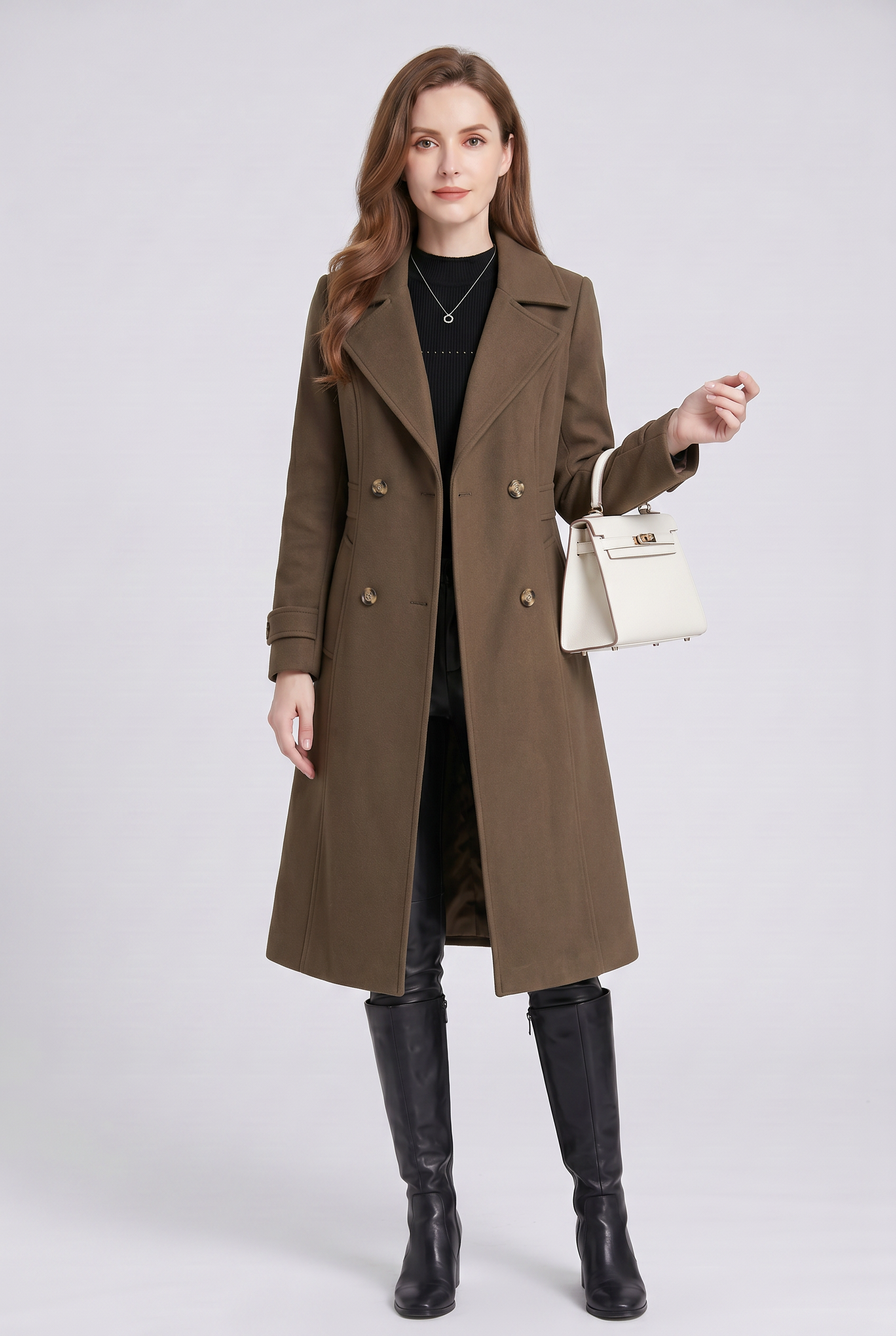 Women's Trench Coat | Double Breasted with Belted Back - 6