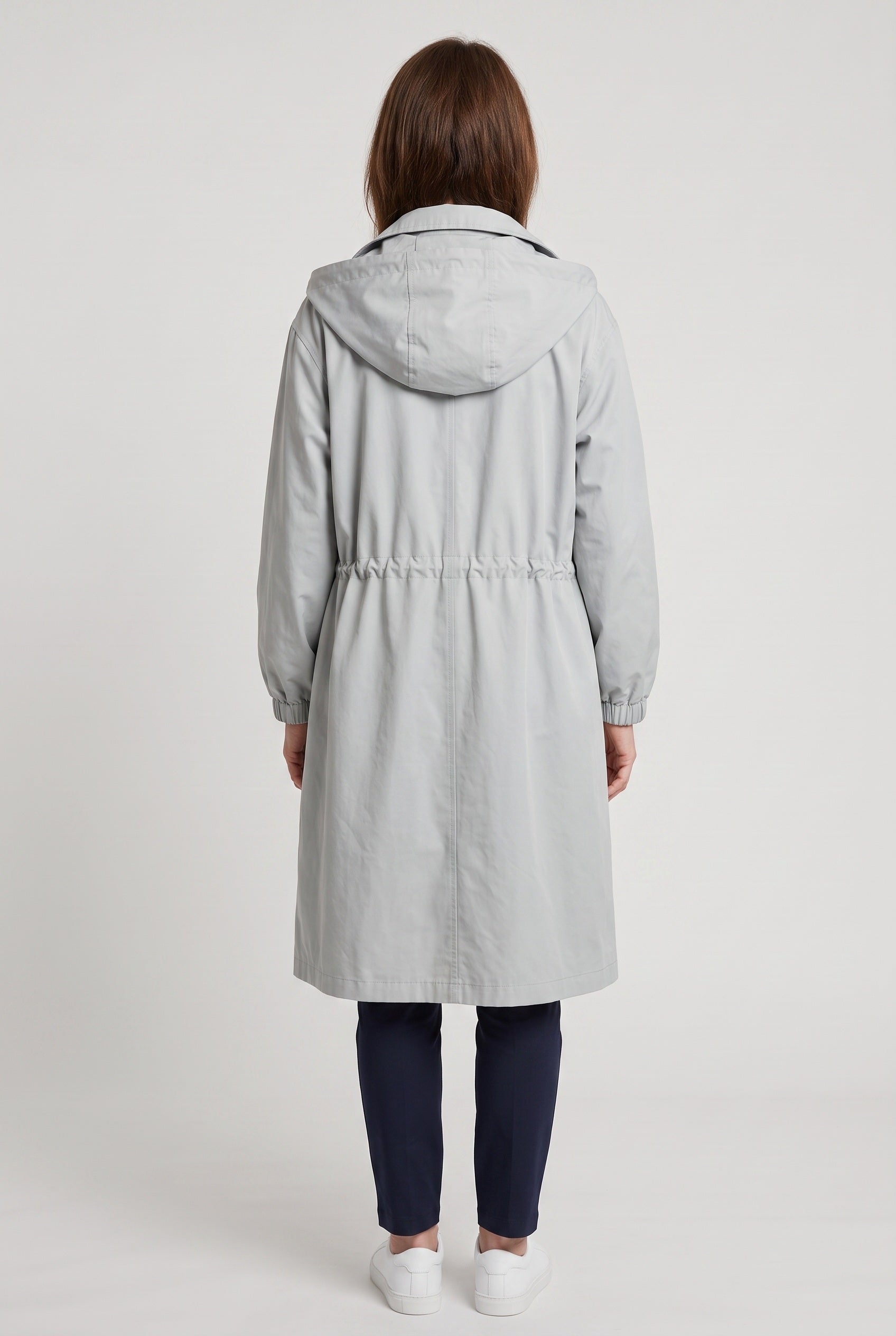Women's Trench Coat | Oversized Hood with Drawcord Waist - 2