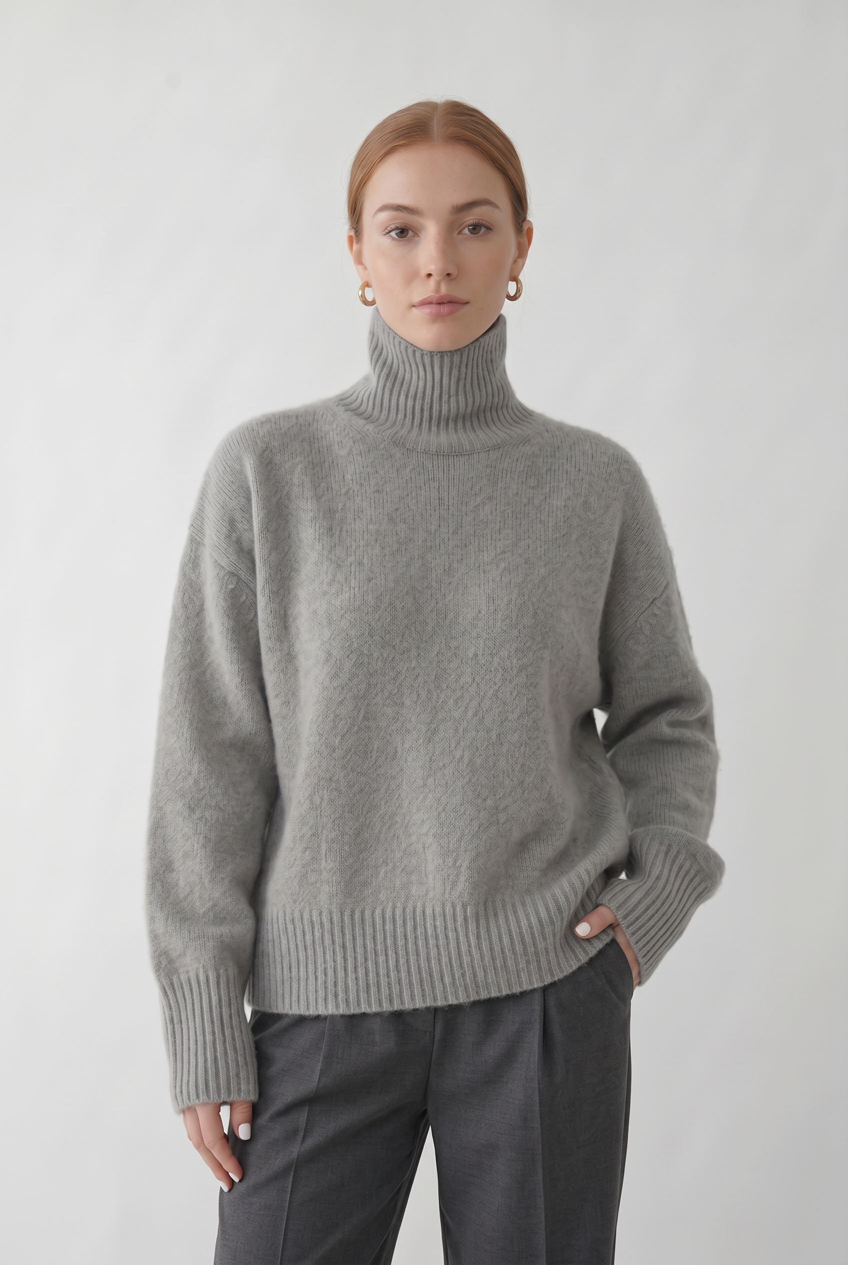Women's Turtleneck Sweater | Drop Shoulder Relaxed Fit - 6