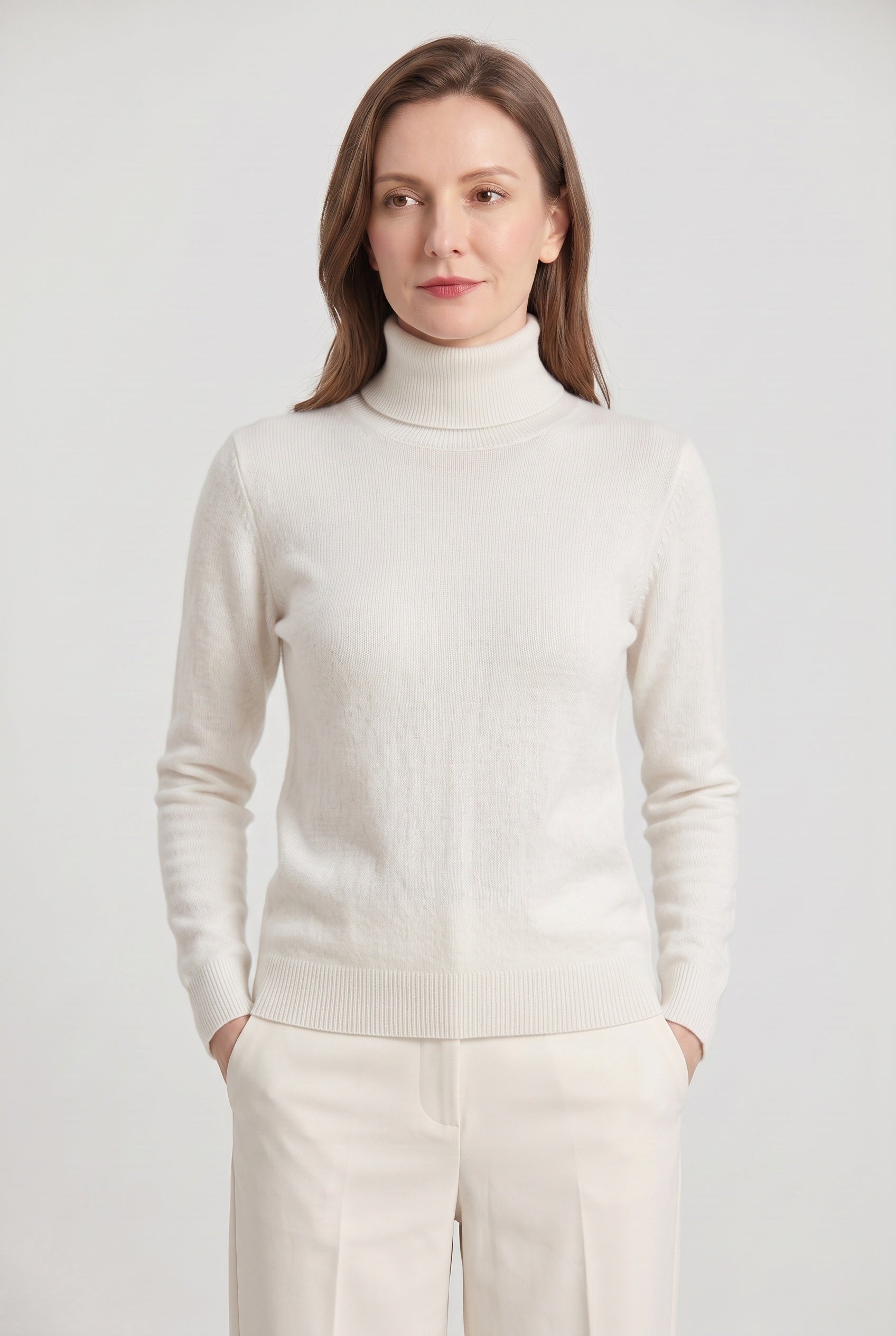 Women's Turtleneck Sweater | Slim Fit Ribbed Cuffs - 12