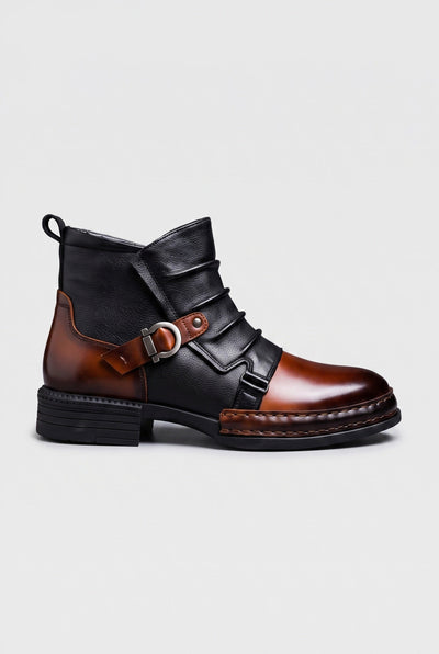Men's Ankle Boots | Buckle Strap with Block Heel - 1