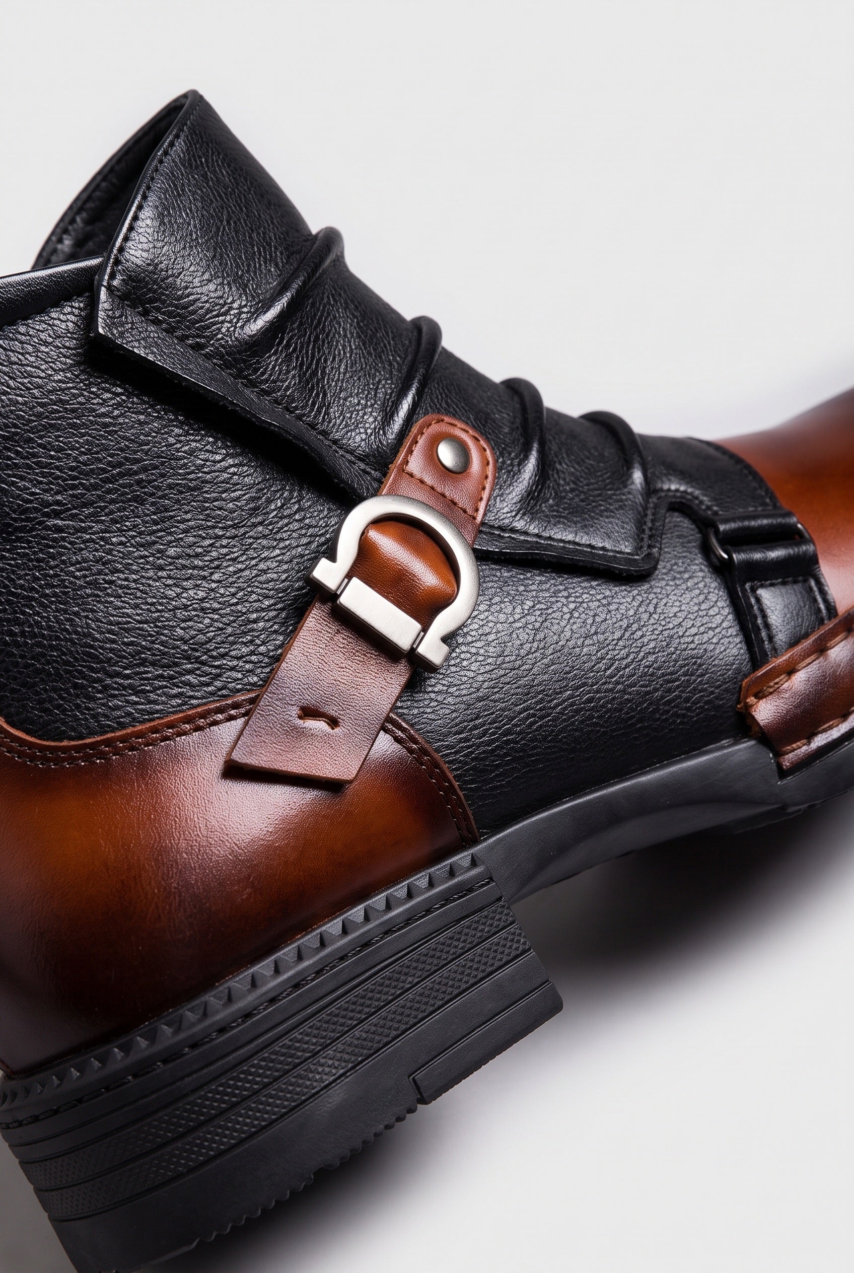 Men's Ankle Boots | Buckle Strap with Block Heel - 2