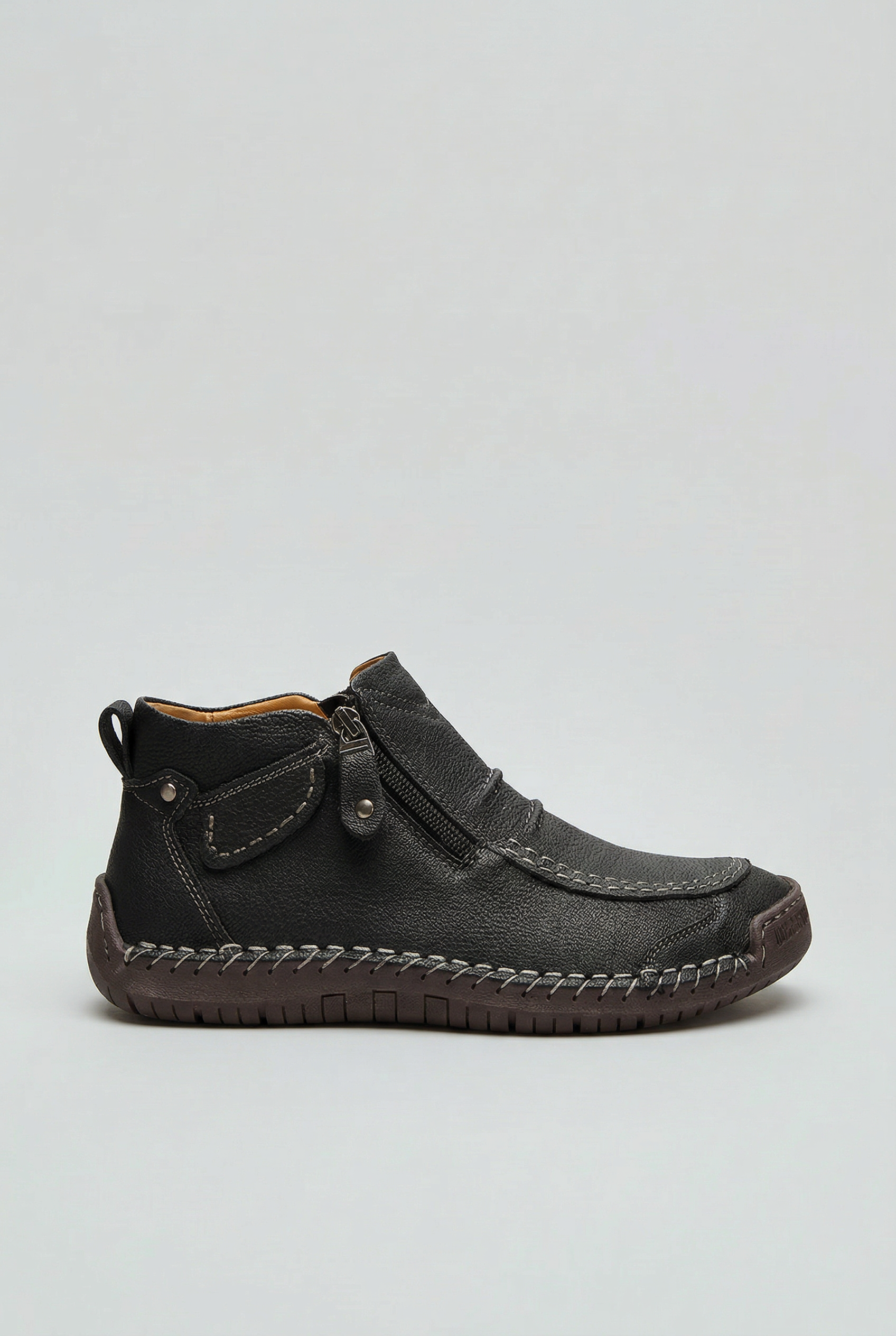 Men's Ankle Boots | Side Zip with Moc Toe Stitching - 1