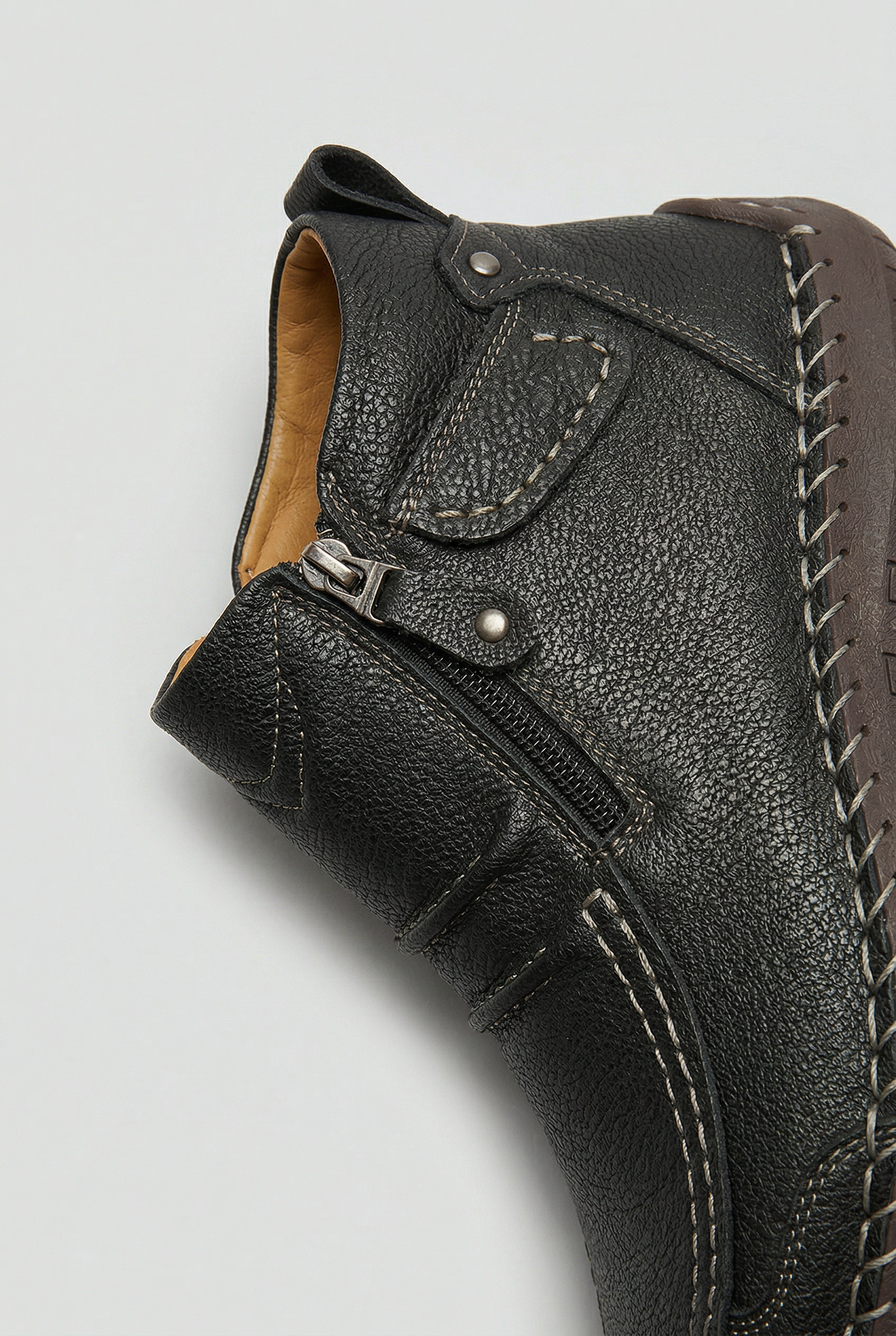 Men's Ankle Boots | Side Zip with Moc Toe Stitching - 3