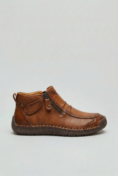 Men's Ankle Boots | Side Zip with Moc Toe Stitching - 6