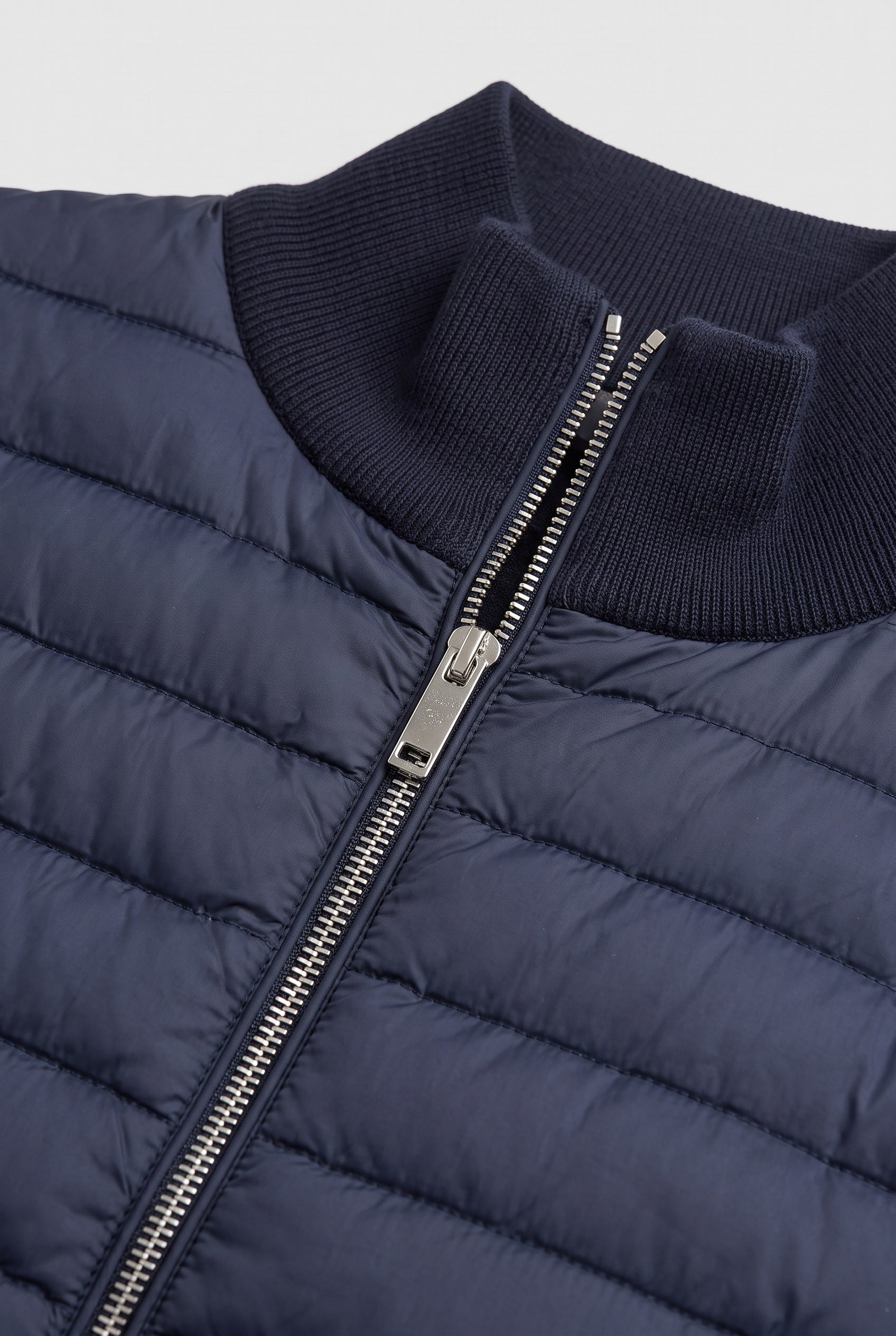 Men's Bomber Jacket | Quilted Front Knit Sleeves - 2