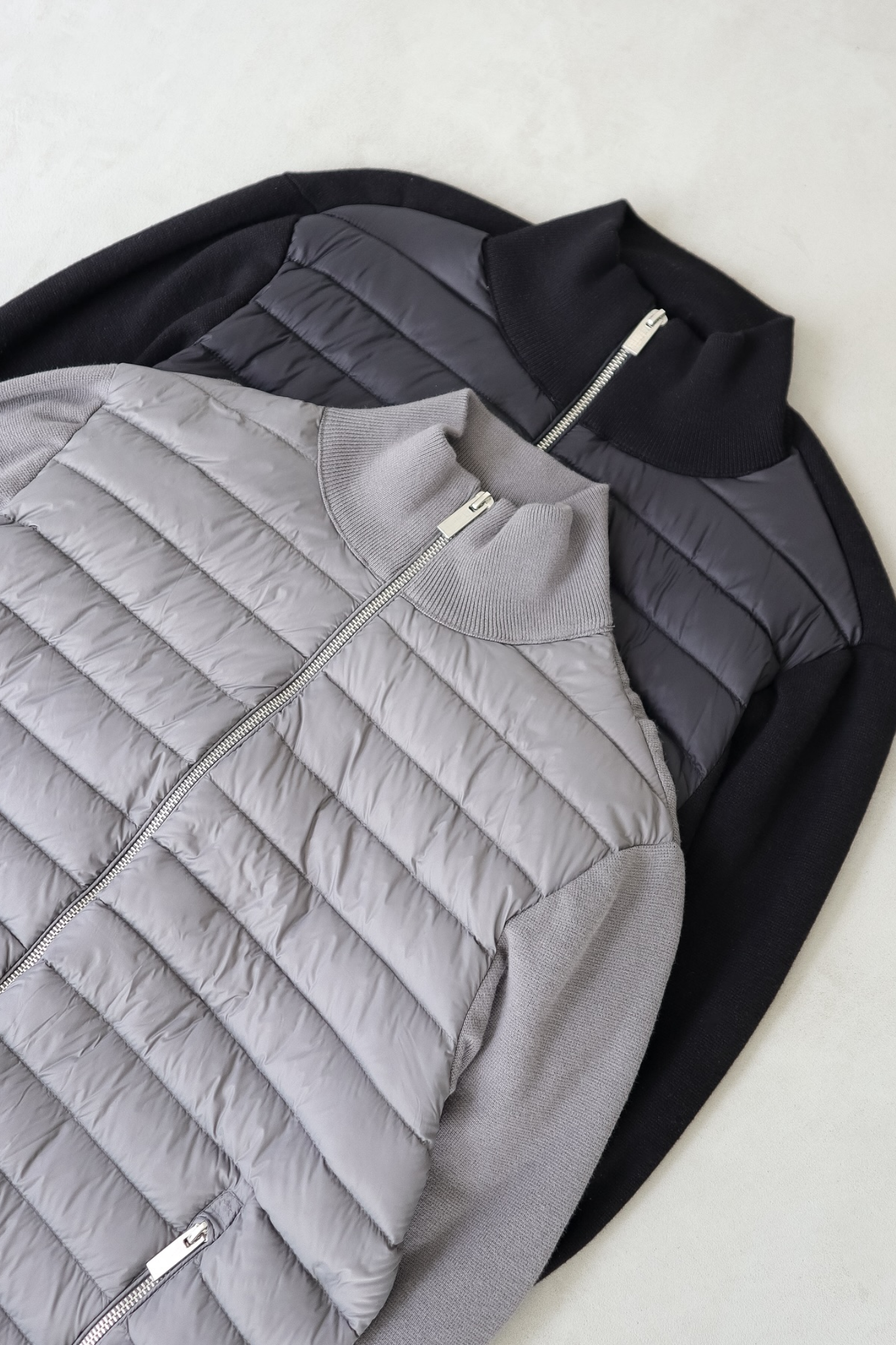 Men's Bomber Jacket | Quilted Front Knit Sleeves - 7