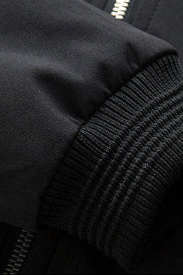 Men's Bomber Jacket | Ribbed Collar Zip Sleeve Pocket - 4