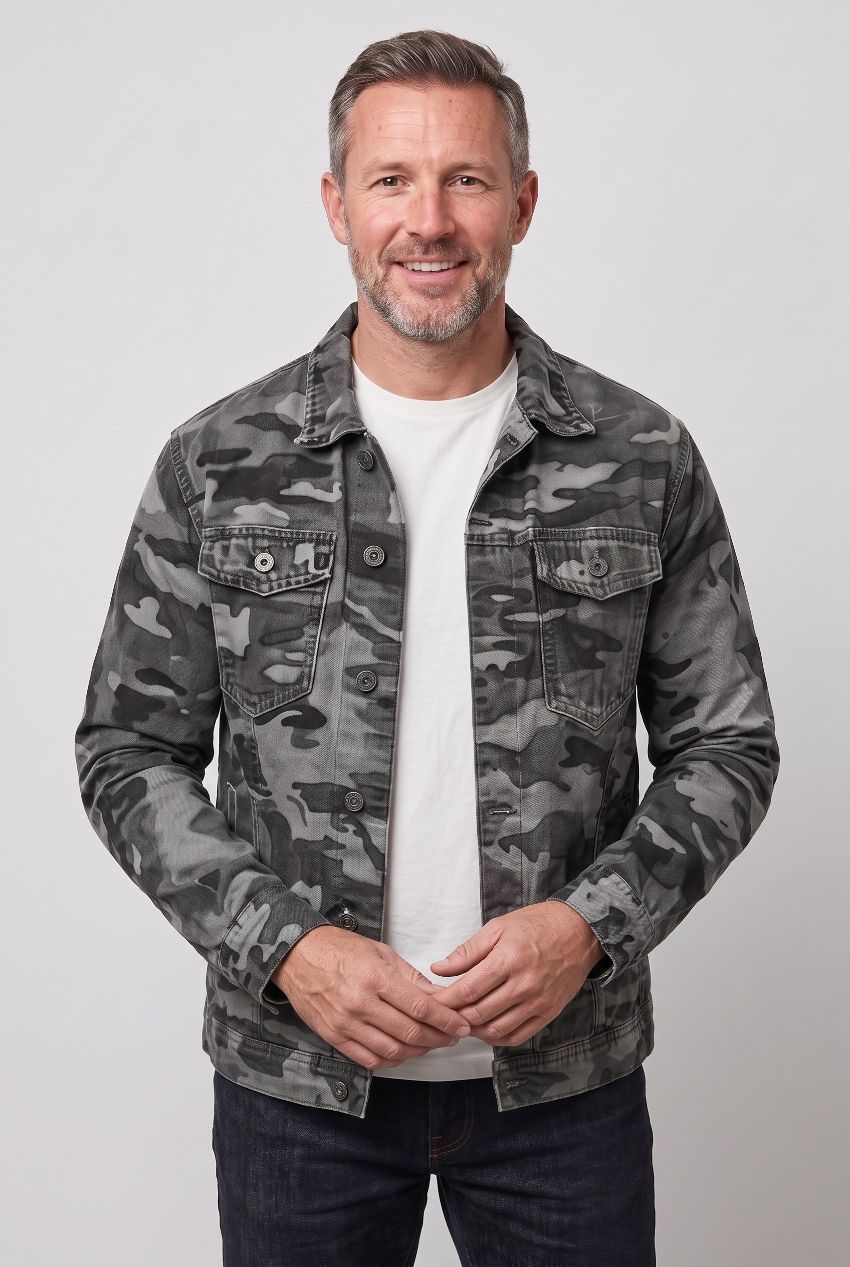 Men's Camo Jacket | Button Front Chest Pockets - 5