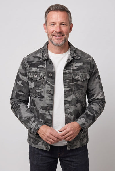 Men's Camo Jacket | Button Front Chest Pockets - 5
