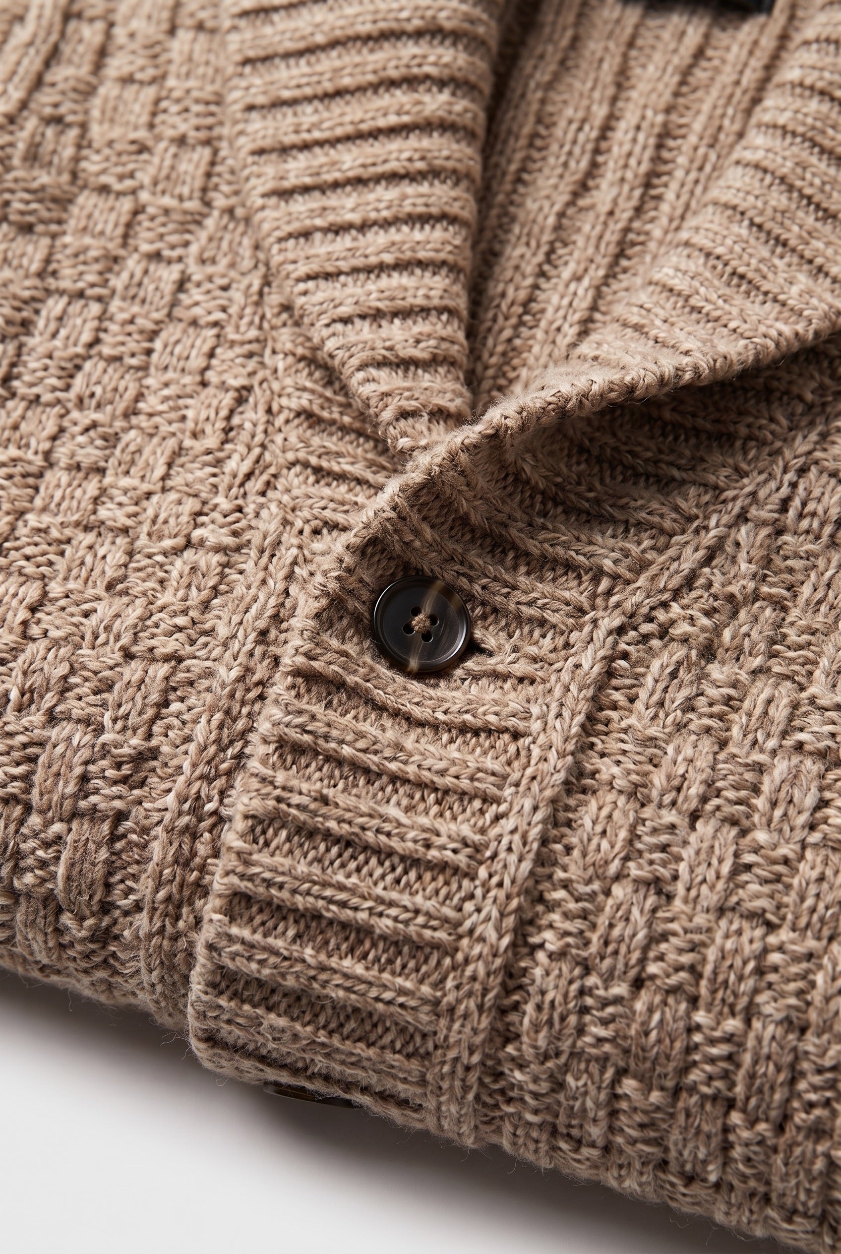 Men's Cardigan | Basket Weave Shawl Collar - 3