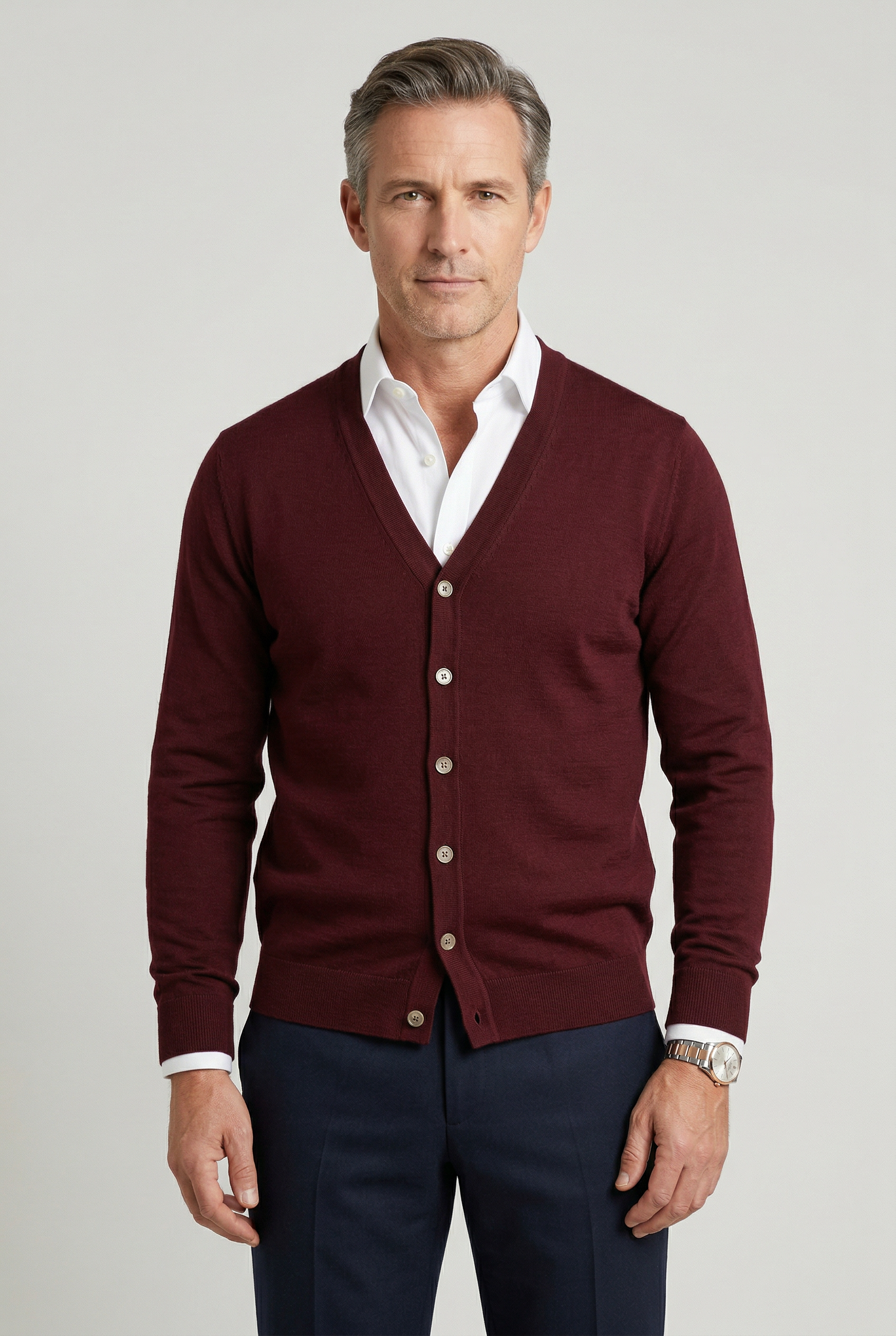 Men's Cardigan | Button Front V Neck - 1