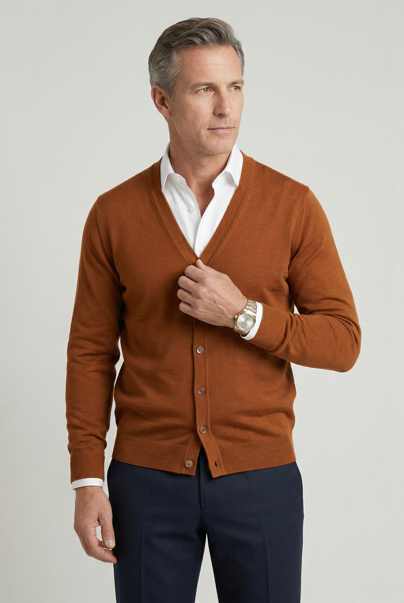 Men's Cardigan | Button Front V Neck - 5