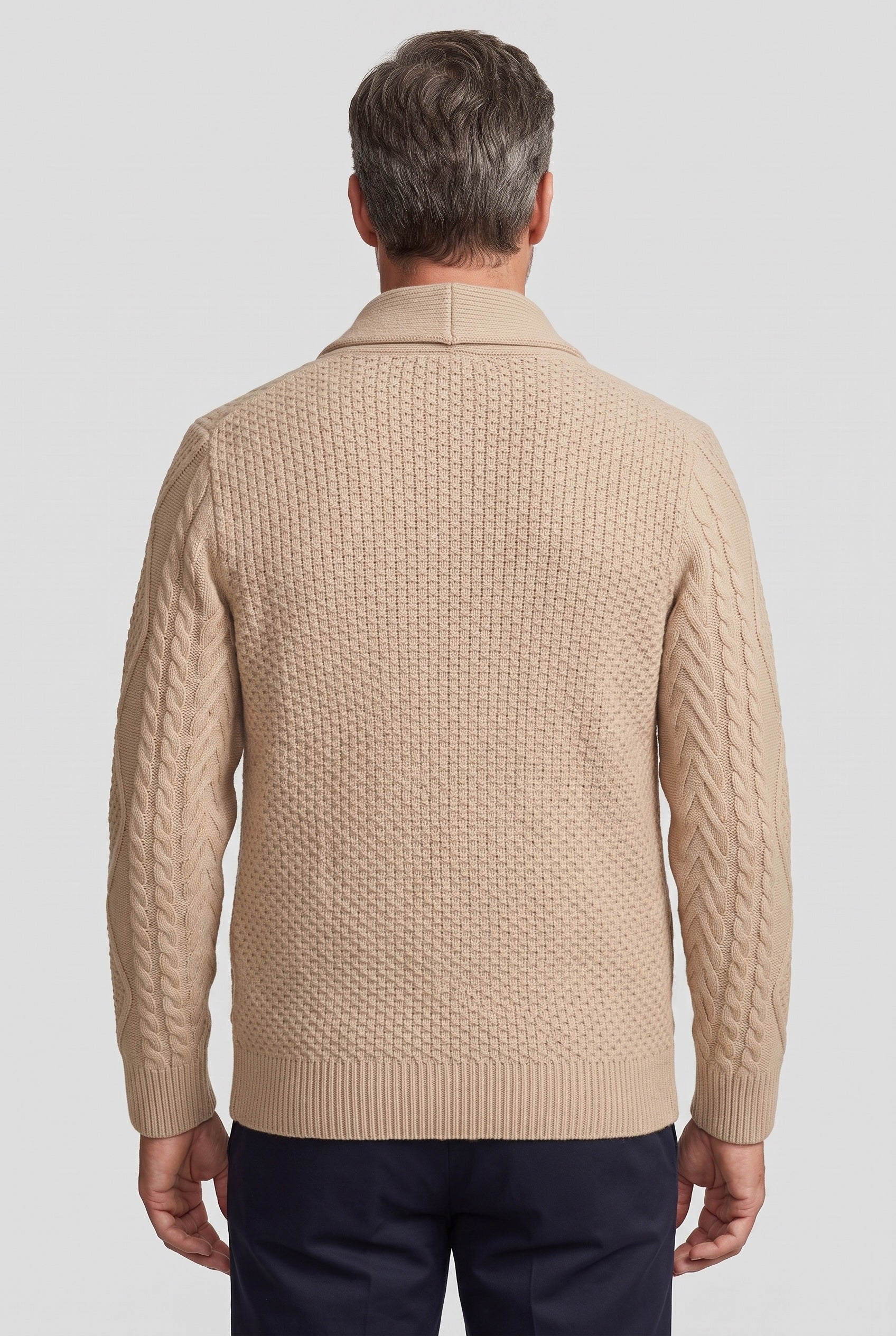 Men's Cardigan | Cable Knit Shawl Collar - 2
