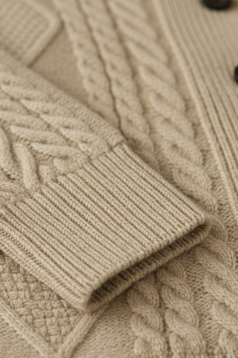 Men's Cardigan | Cable Knit Shawl Collar - 4