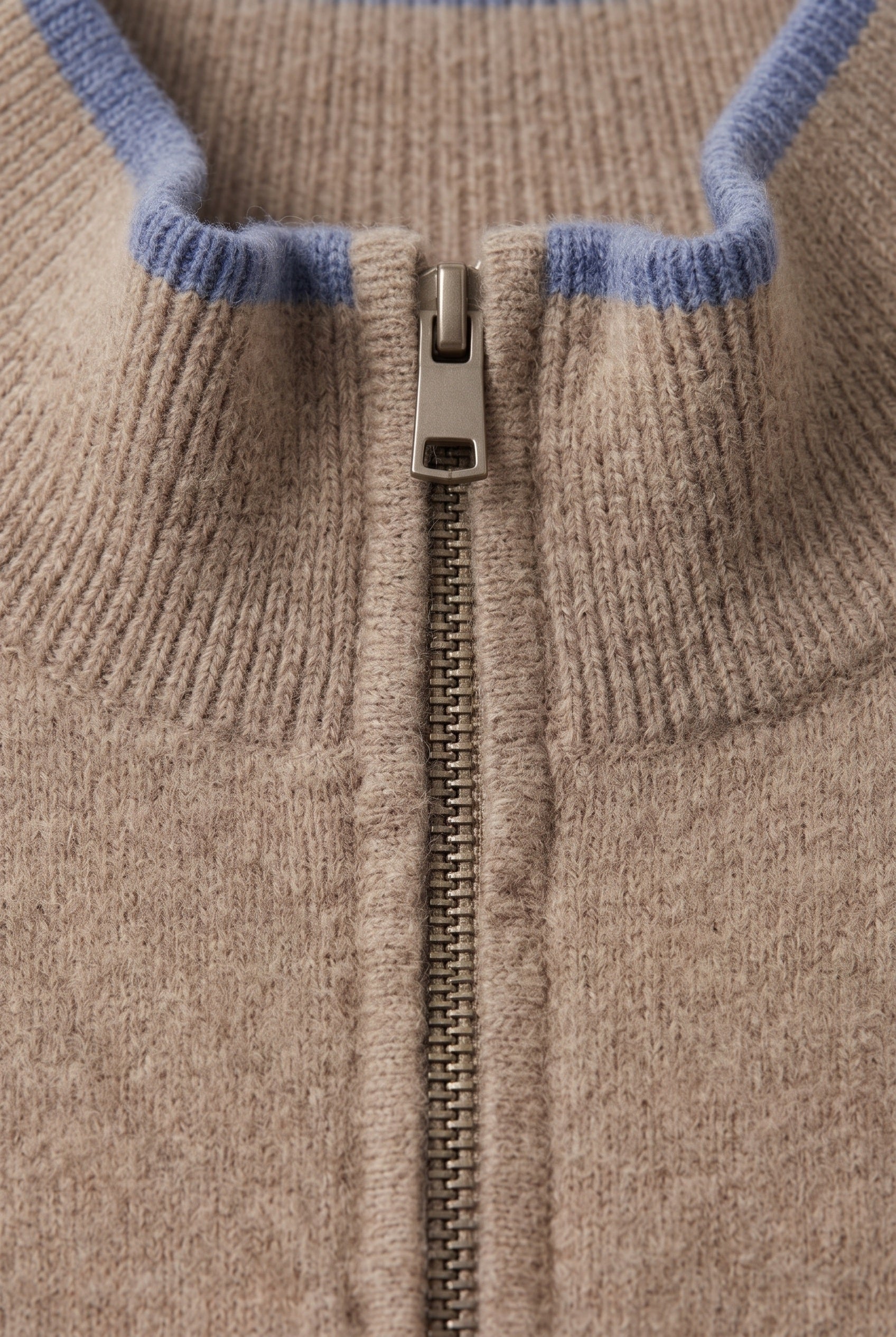 Men's Cardigan | Contrast Tipped Zip Front - 3