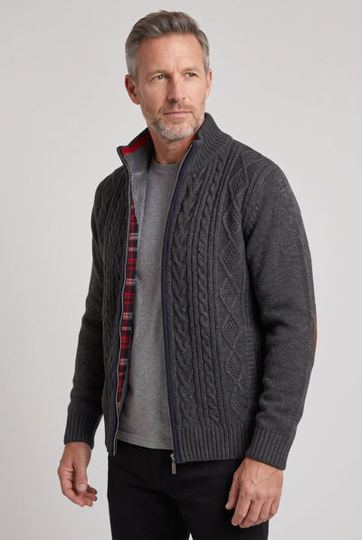 Men's Cardigan | Lined Full Zip Stand Collar - 10