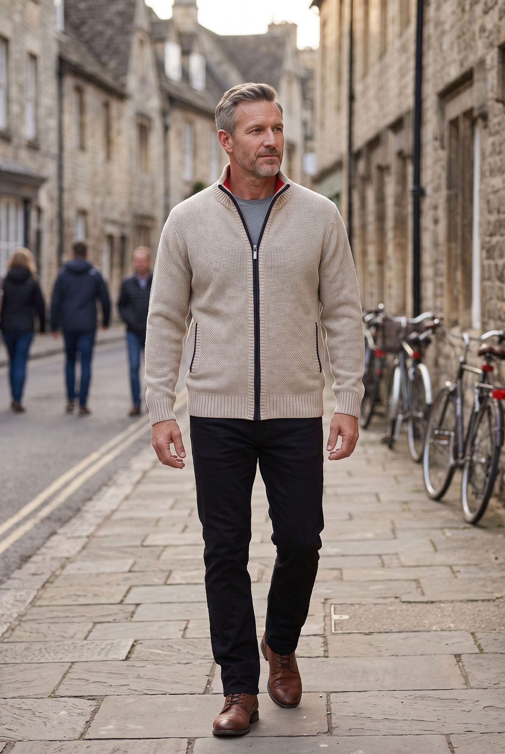 Men's Cardigan | Lined Full Zip Stand Collar - 3