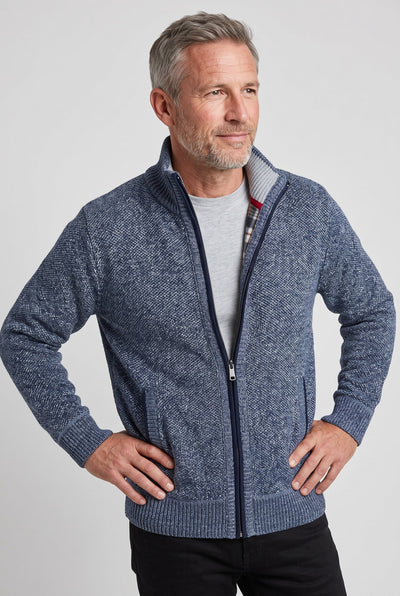 Men's Cardigan | Lined Full Zip Stand Collar - 4