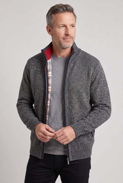Men's Cardigan | Lined Full Zip Stand Collar - 5