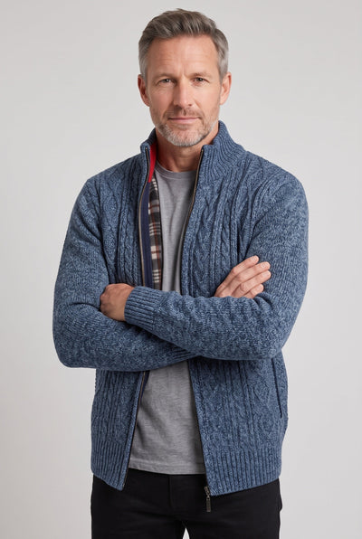Men's Cardigan | Lined Full Zip Stand Collar - 9