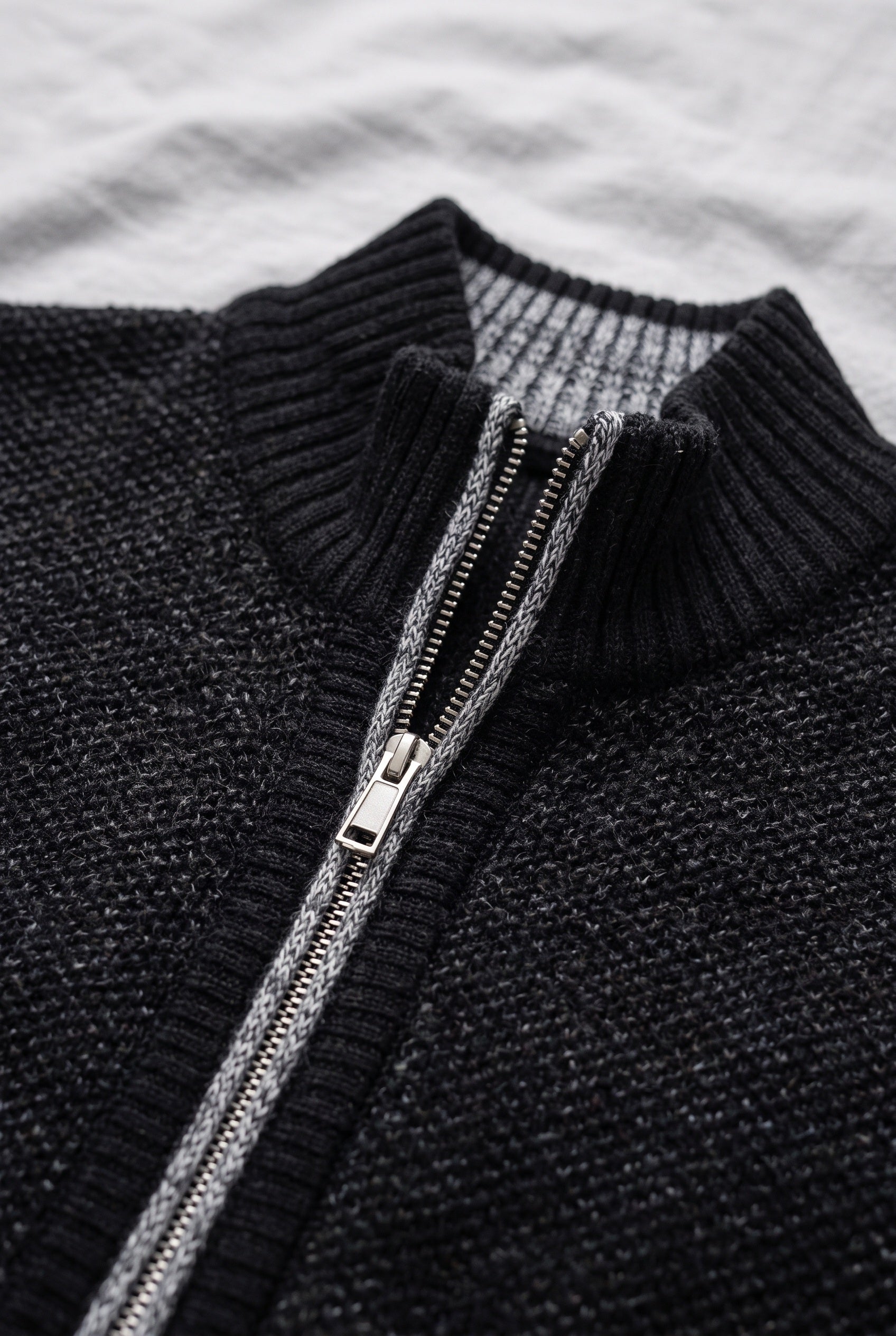 Men's Cardigan | Sleeveless Zip Up Ribbed Collar - 3