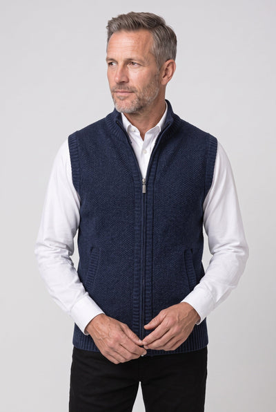 Men's Cardigan | Sleeveless Zip Up Ribbed Collar - 6
