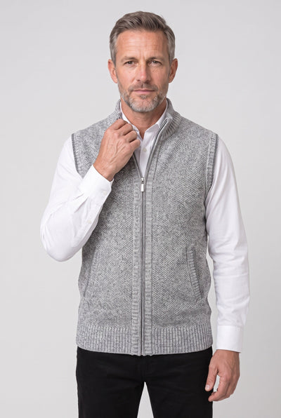Men's Cardigan | Sleeveless Zip Up Ribbed Collar - 7