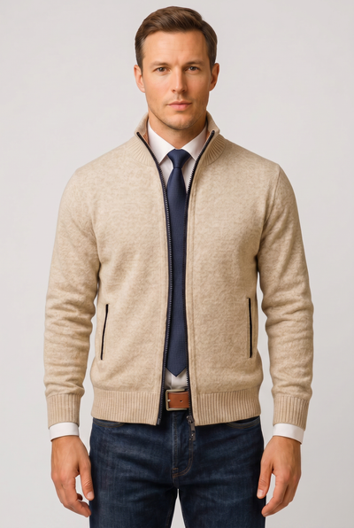 Men's Cardigan | Zip Front with Welt Pockets - 1