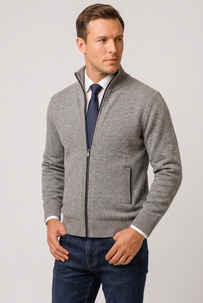 Men's Cardigan | Zip Front with Welt Pockets - 7