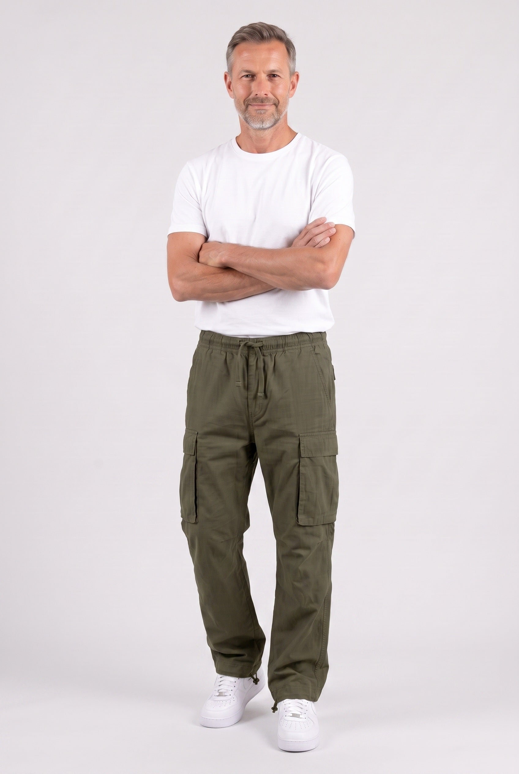 Men's Cargo Pants | Drawstring Waist Relaxed Fit - 7
