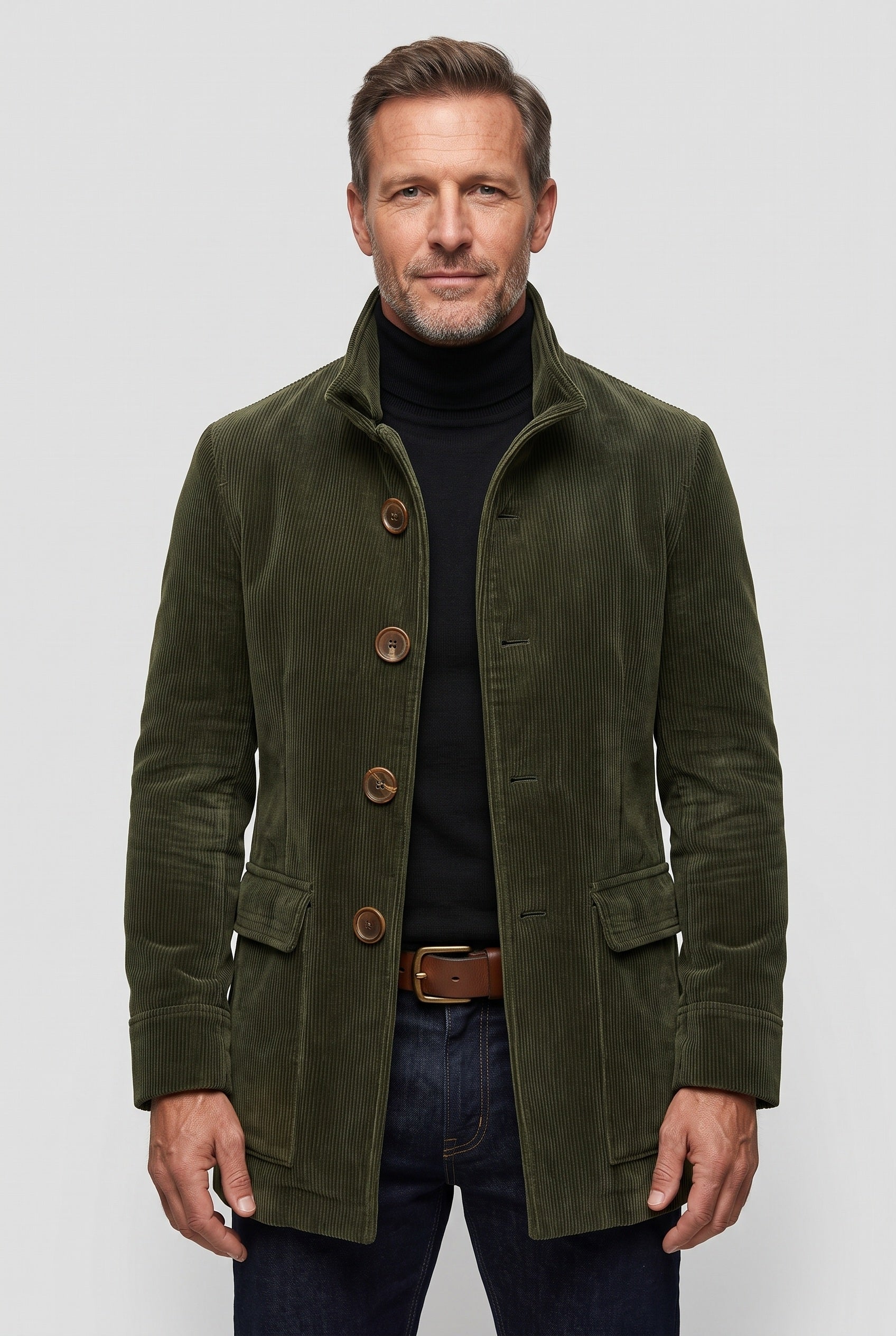 Men's Coat | Corduroy with Stand Collar - 1