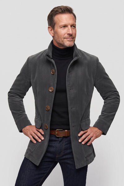 Men's Coat | Corduroy with Stand Collar - 5