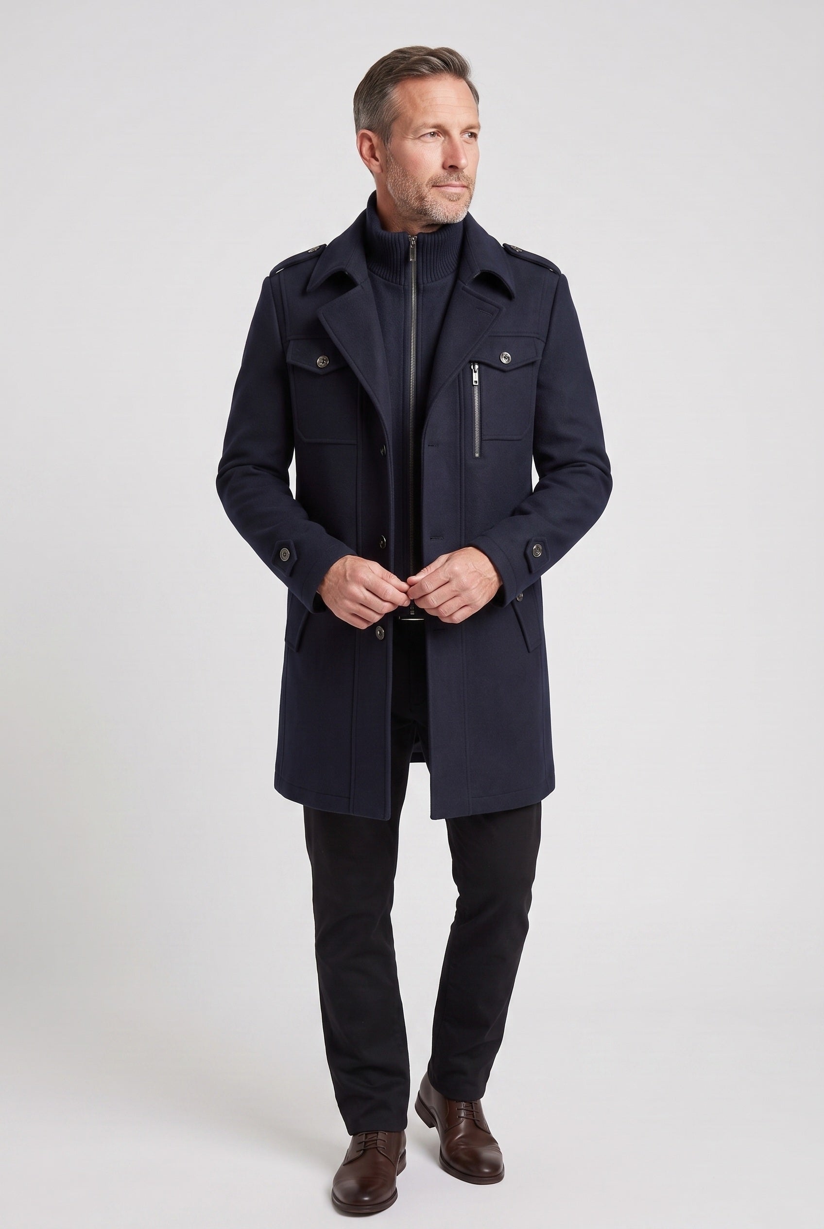 Men's Coat | Funnel Neck with Zip Front - 6