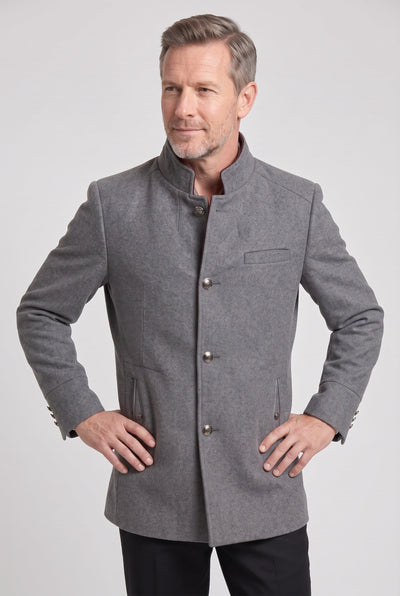 Men's Coat | Mandarin Collar Button Front - 5