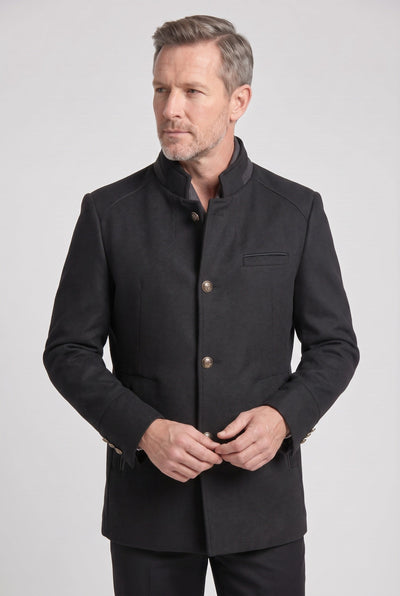 Men's Coat | Mandarin Collar Button Front - 6