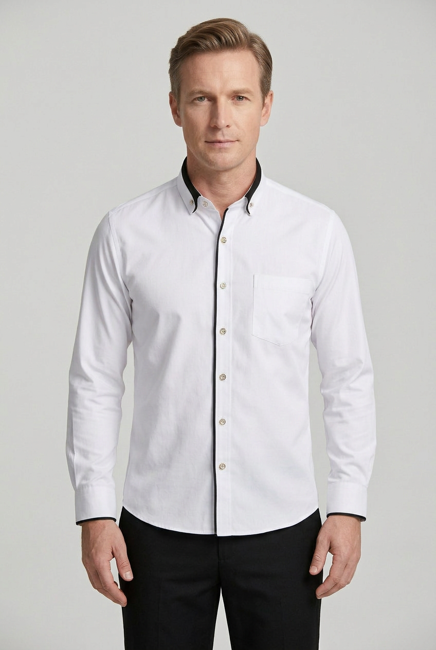 Men's Collar Shirt | Button Down with Contrast Trim - 1