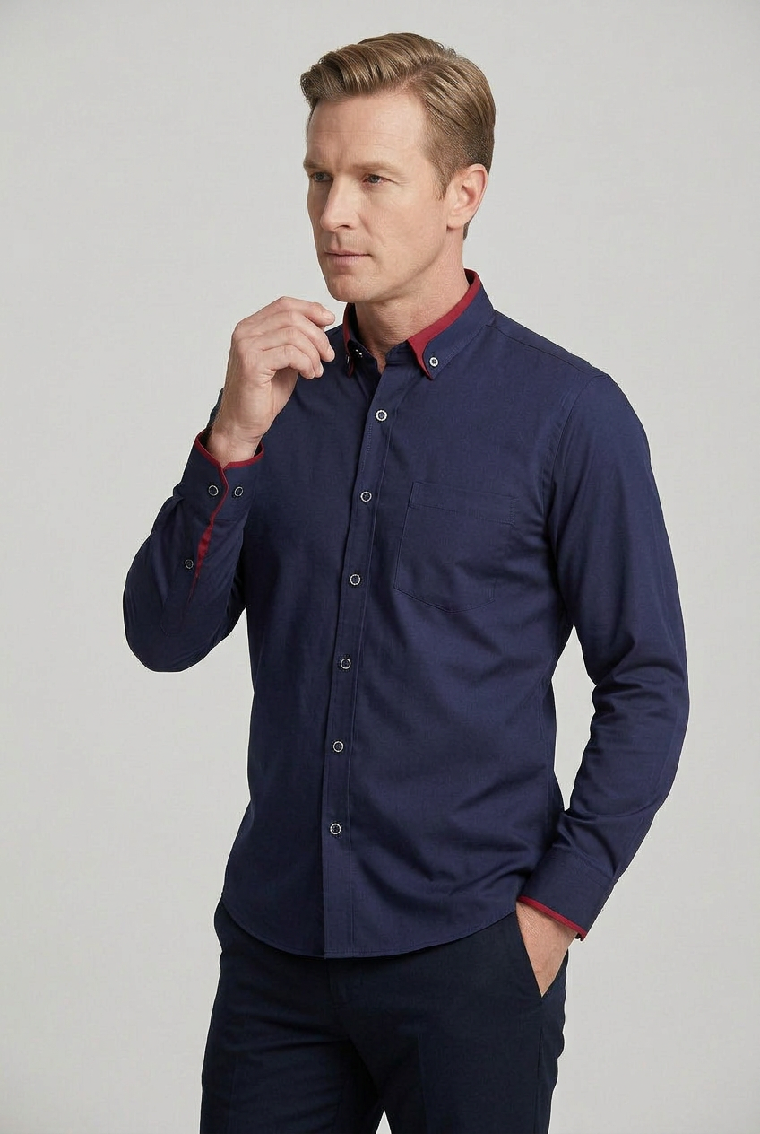 Men's Collar Shirt | Button Down with Contrast Trim - 5