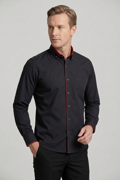 Men's Collar Shirt | Button Down with Contrast Trim - 6