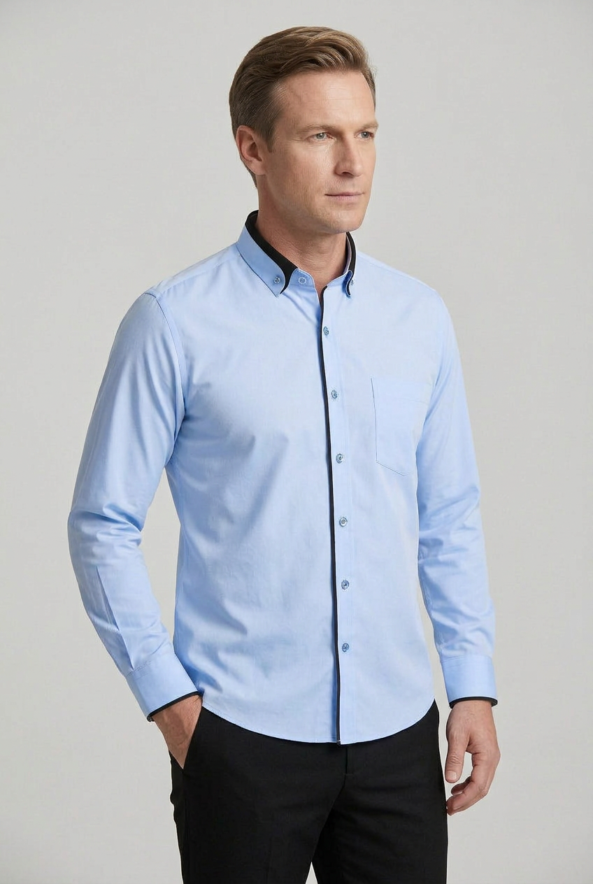 Men's Collar Shirt | Button Down with Contrast Trim - 7