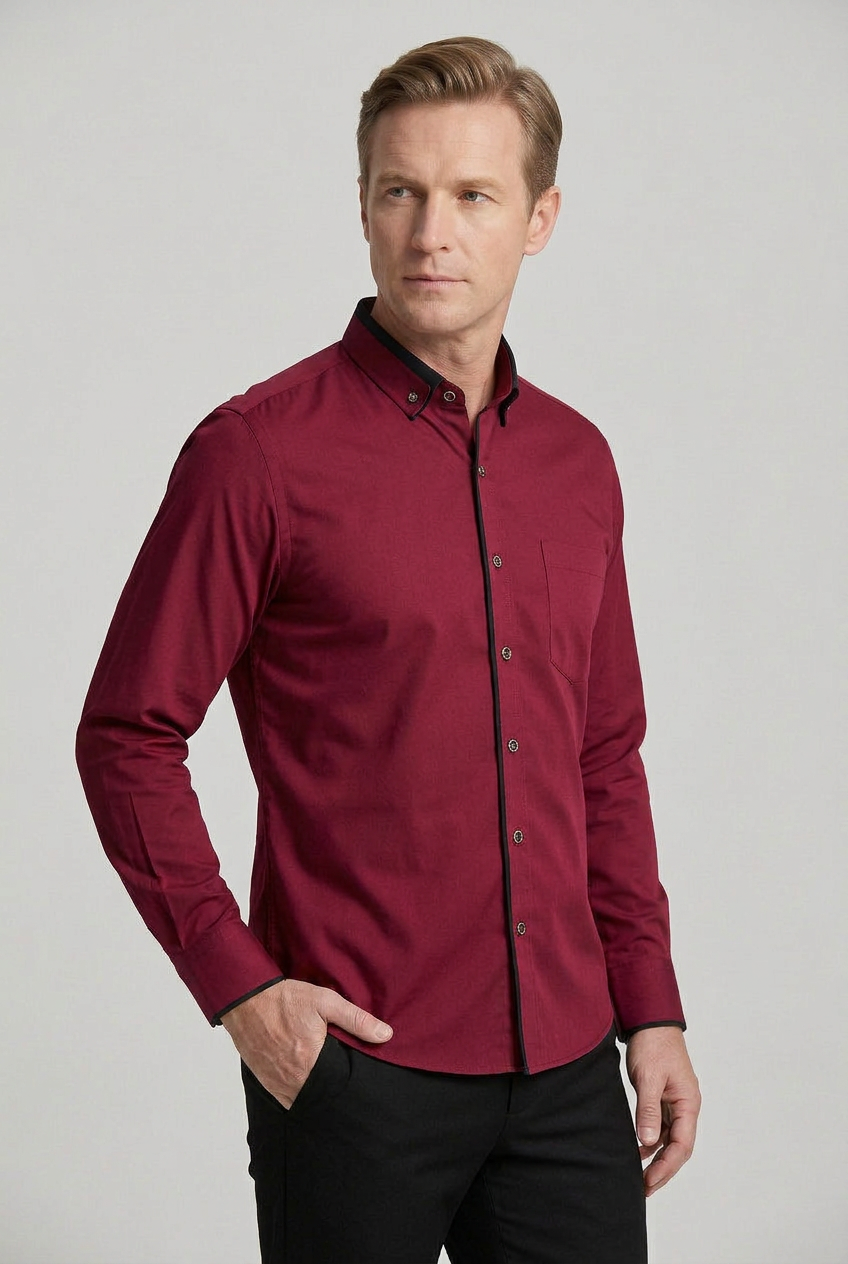 Men's Collar Shirt | Button Down with Contrast Trim - 8