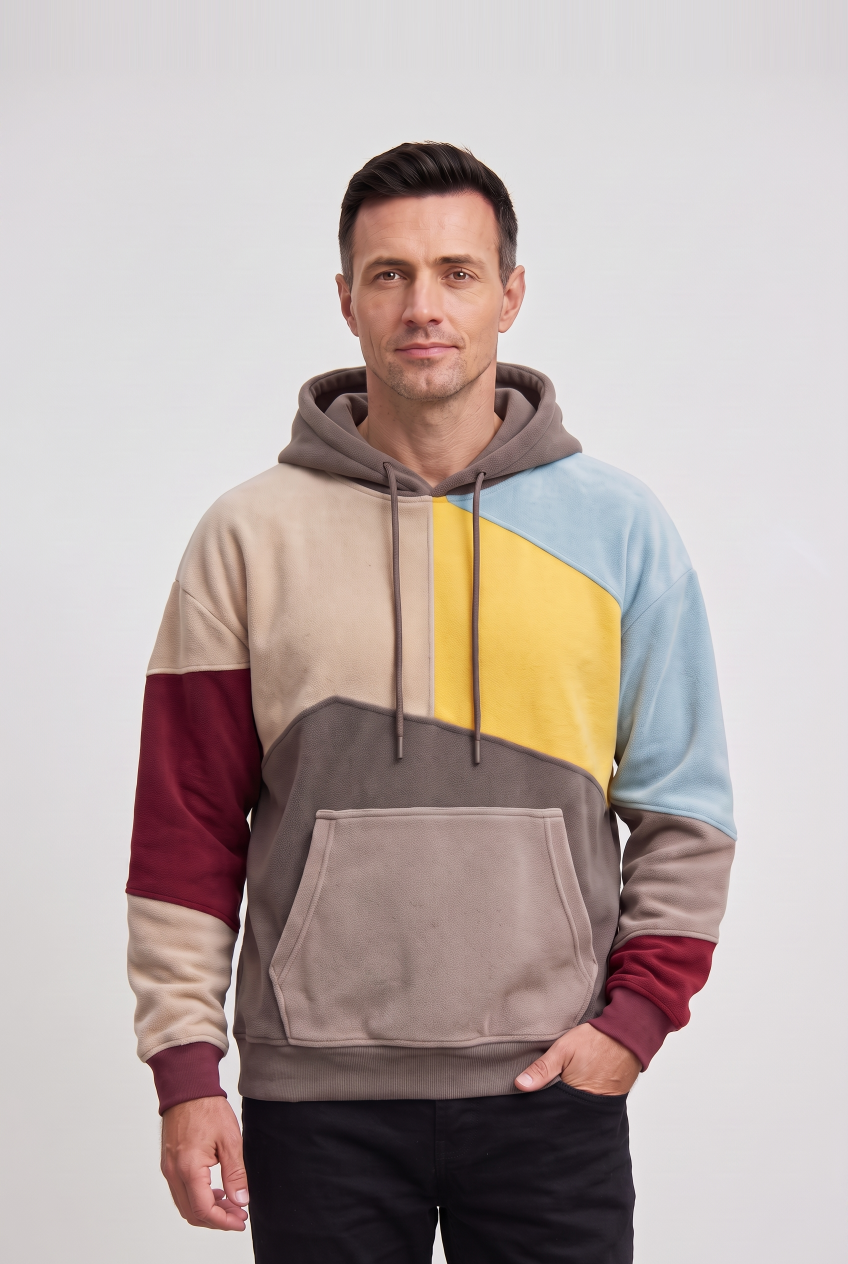 Men's Hoodie | Asymmetric Color Block Panels - 1