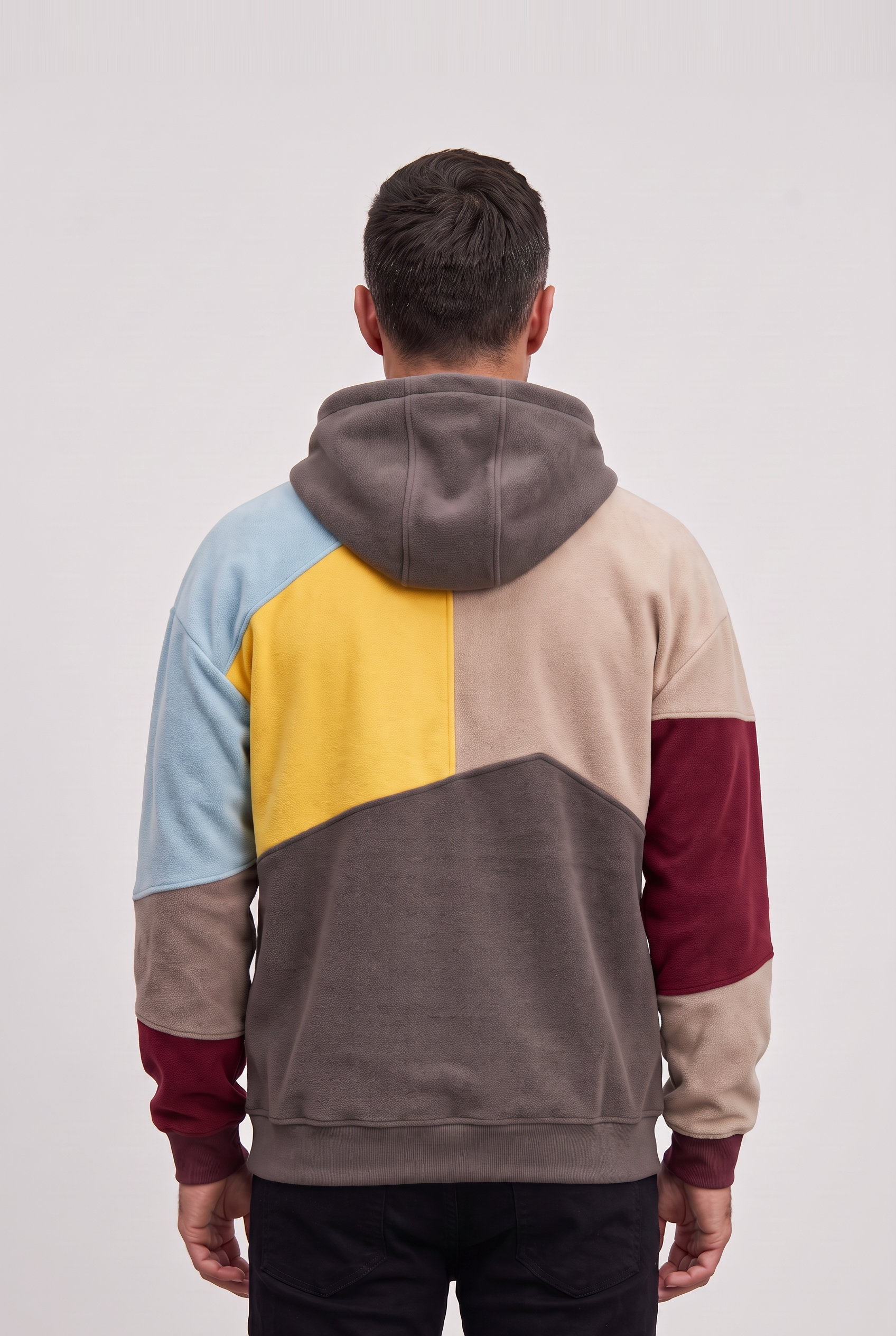 Men's Hoodie | Asymmetric Color Block Panels - 2