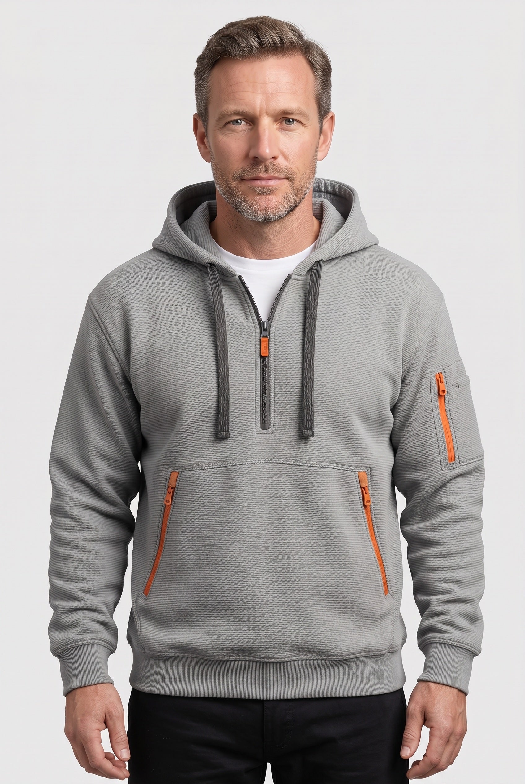 Men's Hoodie | Quarter Zip with Zipped Pockets - 1