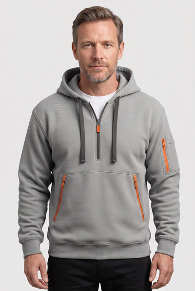 Men's Hoodie | Quarter Zip with Zipped Pockets - 1