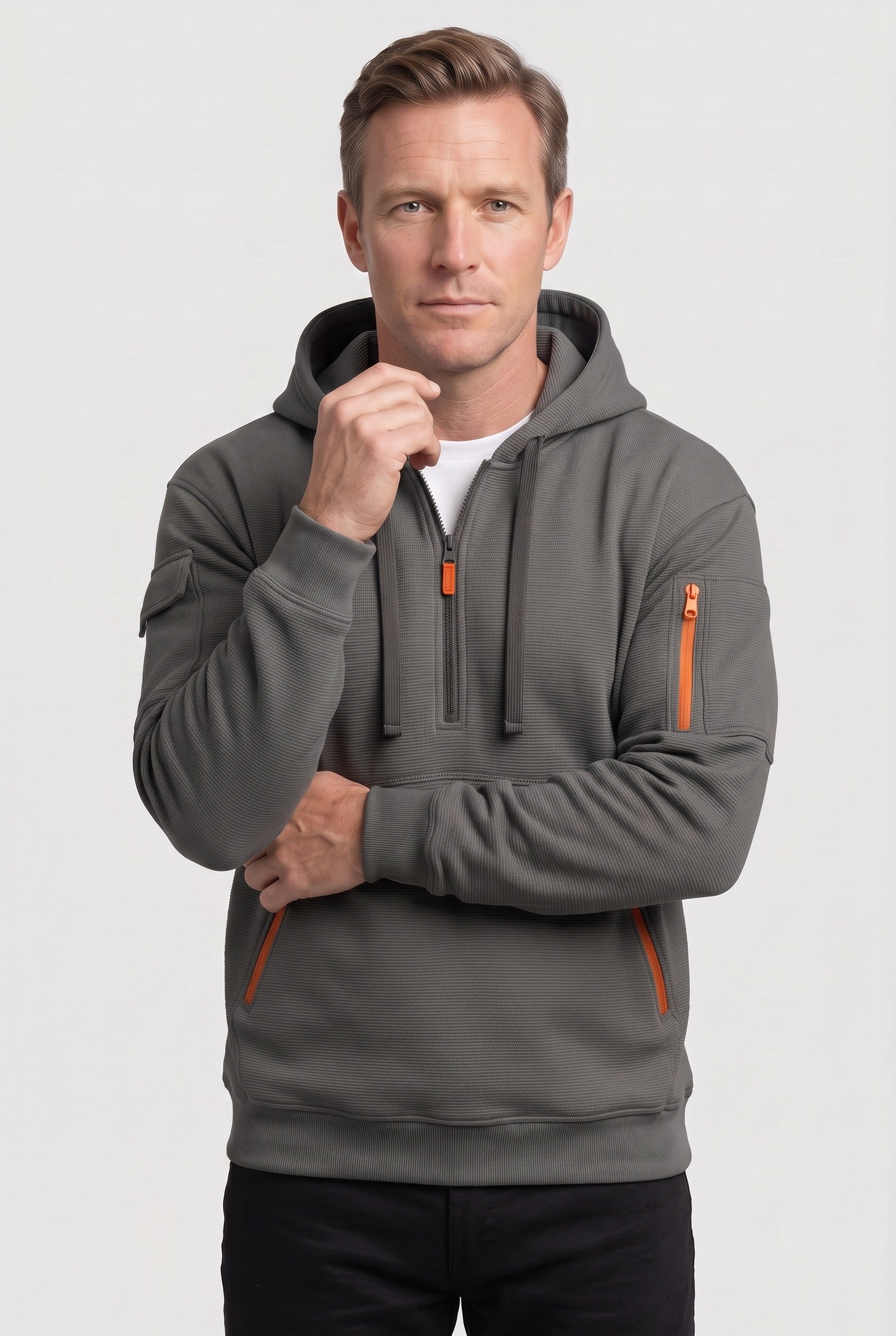 Men's Hoodie | Quarter Zip with Zipped Pockets - 10