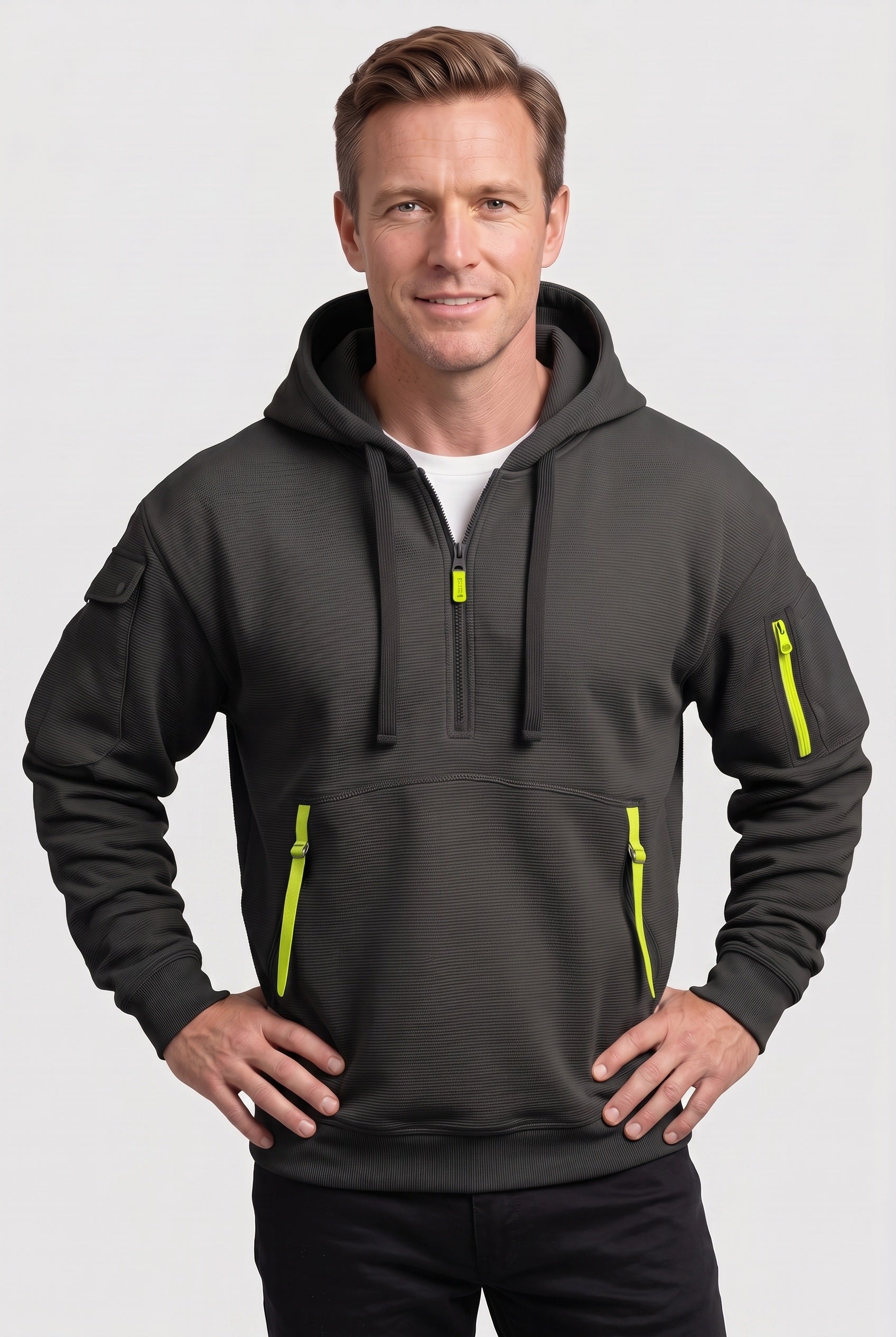 Men's Hoodie | Quarter Zip with Zipped Pockets - 5