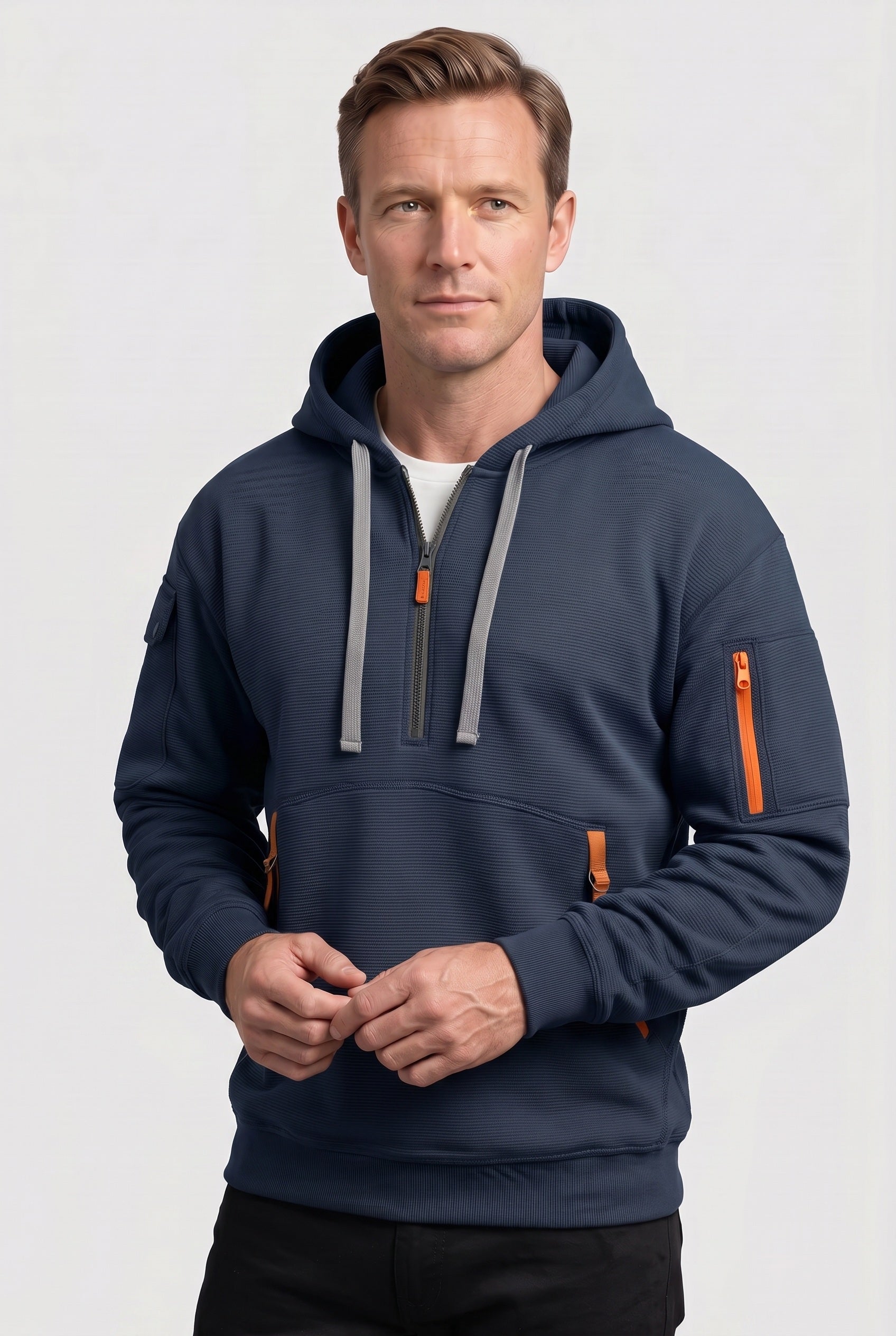 Men's Hoodie | Quarter Zip with Zipped Pockets - 6