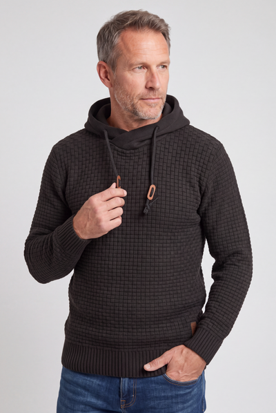 Men's Hoodie | Waffle Texture Crossover Hood - 1