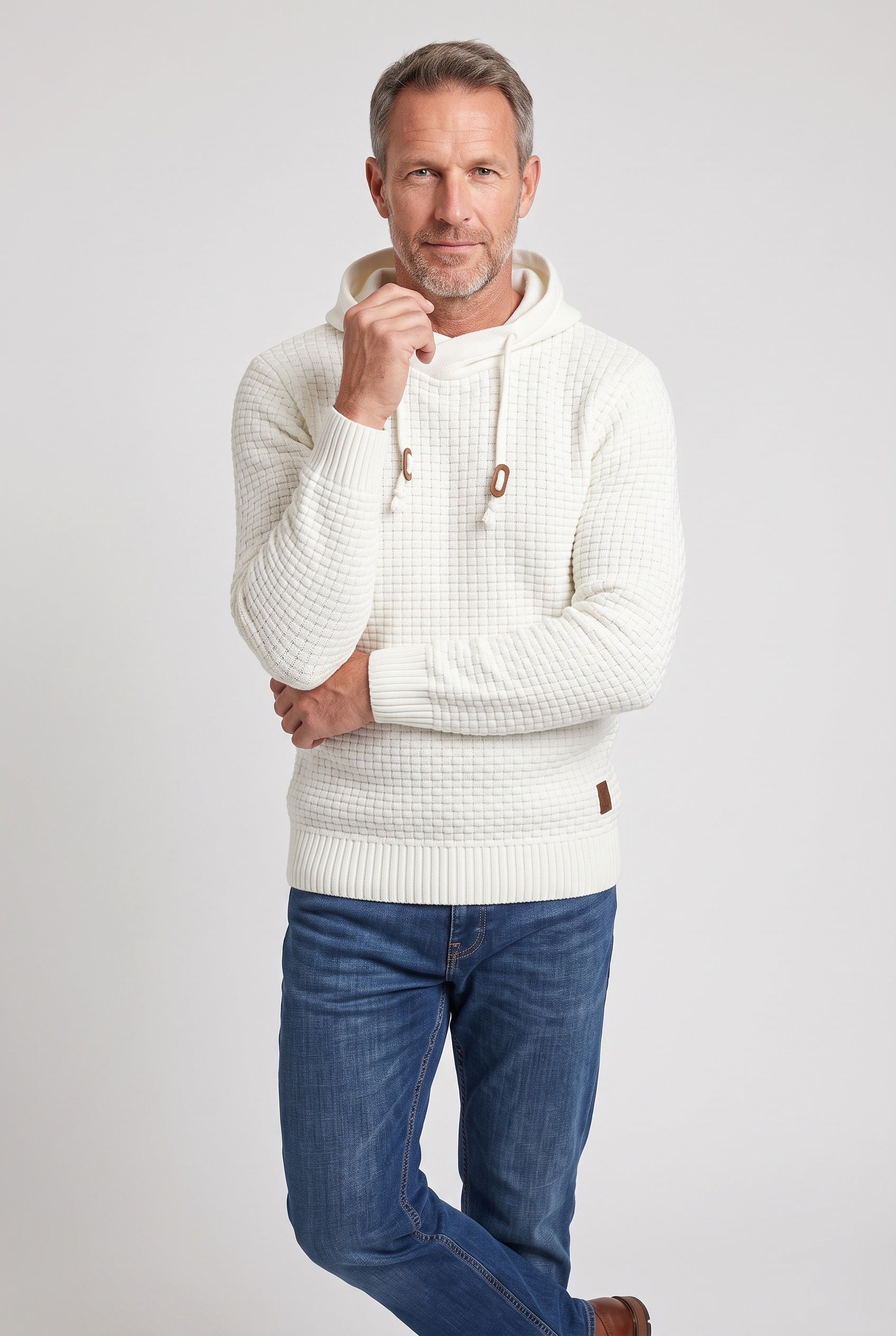 Men's Hoodie | Waffle Texture Crossover Hood - 11